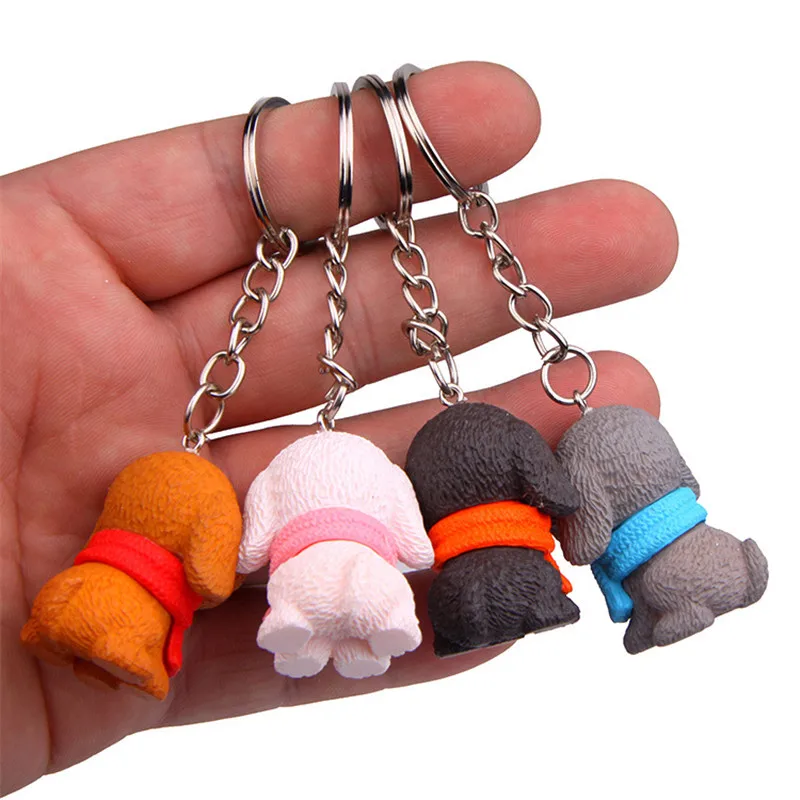 Cute Cartoon Scarf Dogs PVC Figures Toys Keychain Small Puppy Dogs Key Bag Pendants 4pcsset 10 sets (2)