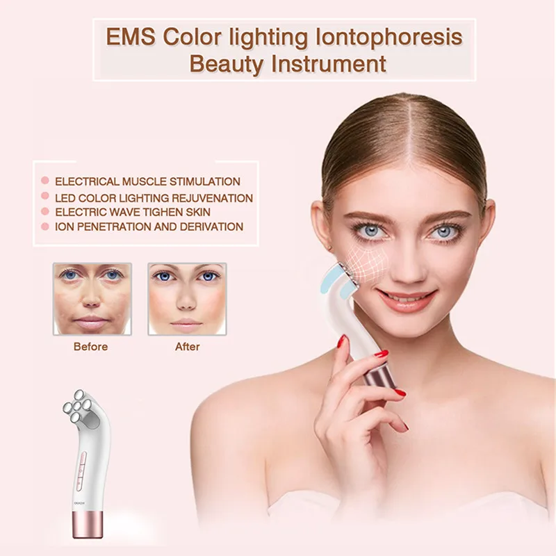 EMS освещение цвета ионический ионтофорез инструмент красоты уход за кожей лица прибор омоложение кожи OKACHI GLIYA