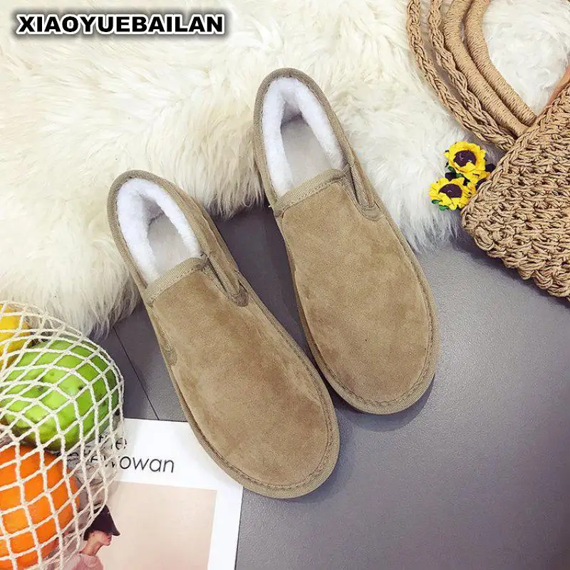 

New Large Size Shoes Female Winter Pedal A Lazy Student Warm Thick Shallow Mouth Shoe Bread