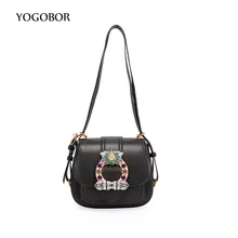 2017 Hot crossbody-tasche für frauen casual soft cover partei messenger taschen solide sattel diamant schnalle high quality famous design