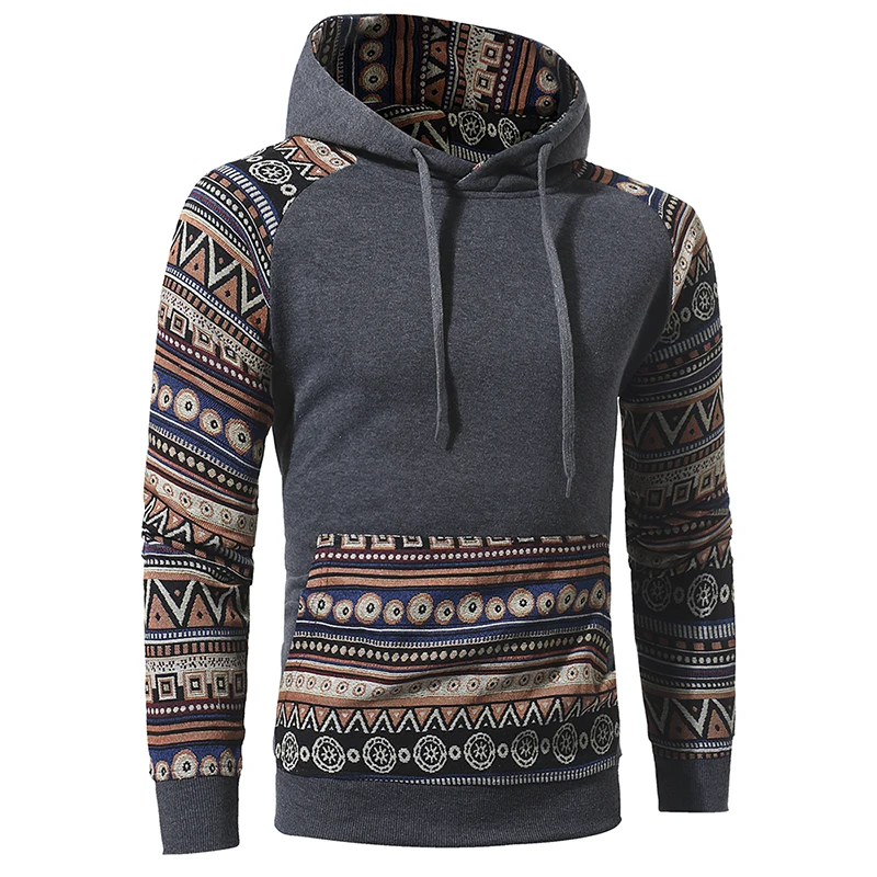 Men's Winter 2017 Hooded Country Wind Design Print Hoodie Men's Fashion Sweatshirt Men's