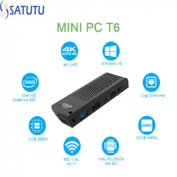 Карман PC T6 pro мини-ПК Intel atom Z8350 Windows10 с лицензией quad core 1,44 GHz 2G/32G 4 GB/64 GB Compute Stick 2,4 г/5G Wi-Fi