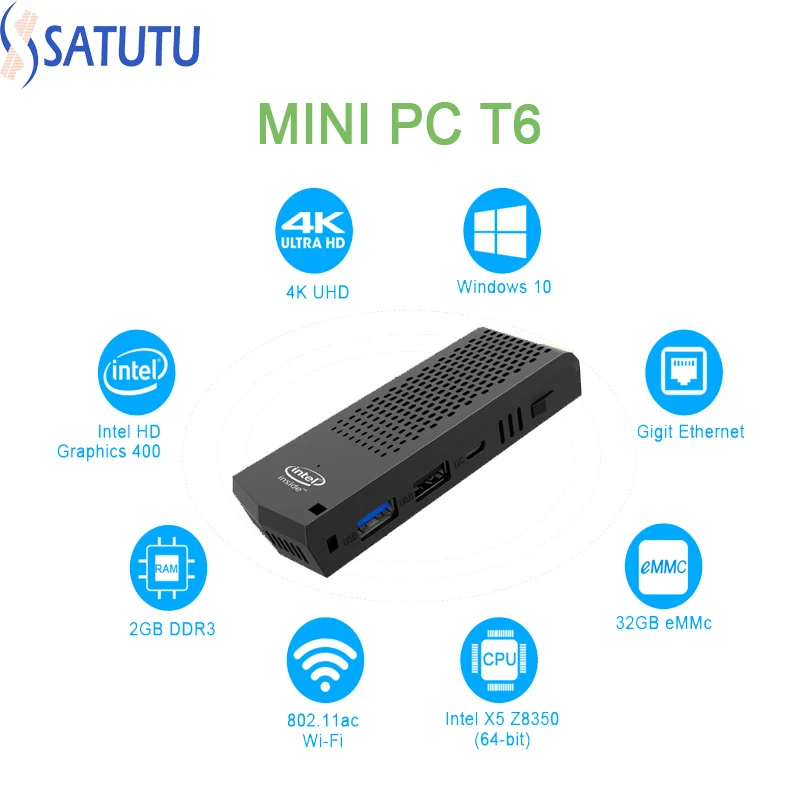 

Pocket PC T6 pro MINI PC Intel atom Z8350 Windows10 With licence quad core 1,44 GHz 2G/32G 4GB/64 GB Compute Stick 2,4G/5G WiFi