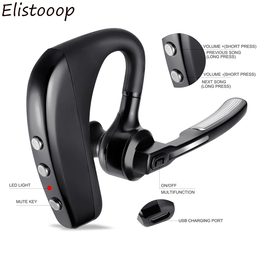 

2018 CAR Bluetooth Headset K10 Wireless Earphone Headphones Mic 9 Hours Talk Time Hands Free Noise Reduction for Driving iPhone