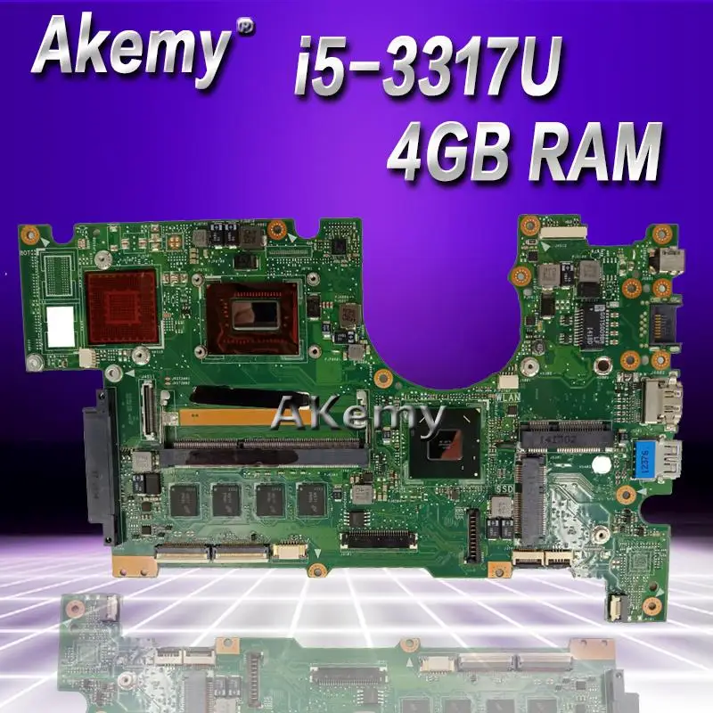 

AKemy B400A Laptop motherboard I5-3317U CPU REV.2.0 4GB RAM for ASUS B400VC B400V Test mainboard B400A motherboard test 100% ok