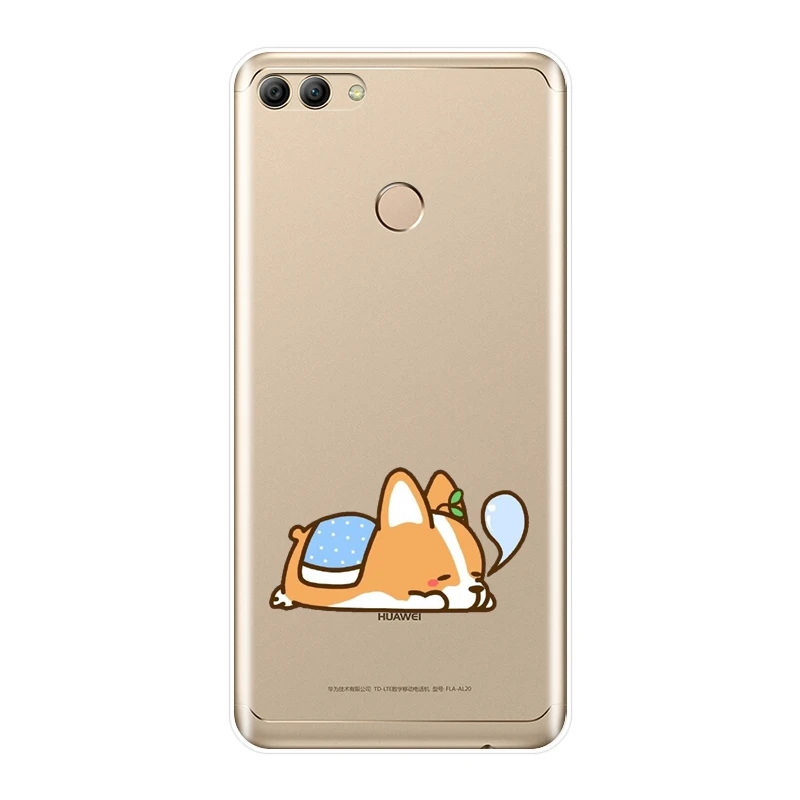 Девушка для huawei Y5 Y6 Y7 Prime 2017 2018 Y9 2019 чехол силиконовый корги милая собака мягкая