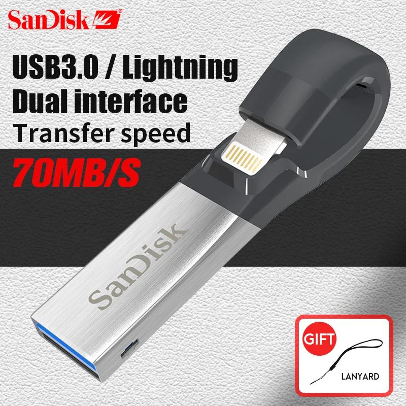 SanDisk Pen Drive 32GB SDIX30N USB Flash Drive 64GB USB 3.0 OTG Lightning Memory Stick Mini Pendrives for iphone ipad and PC 32G