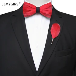 JEMYGINS New listing handmade solid color peacock feather bow tie brooch set high quality men bow tie wedding party gift Cravat JEMYGINS New listing handmade solid color peacock feather bow tie brooch set high quality men bow tie wedding party gift Cravat