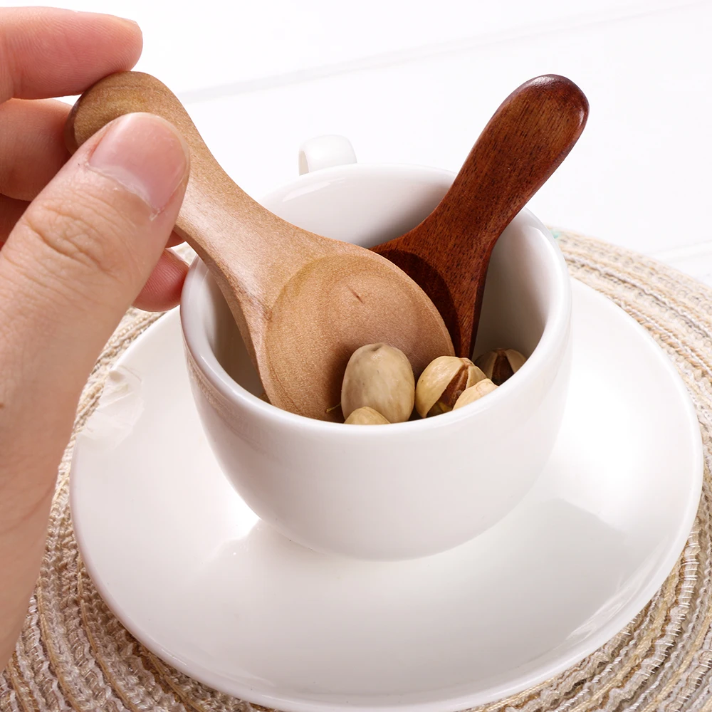 Wooden Mini Condiment Scoop Spoon for Coffee Tea Sugar