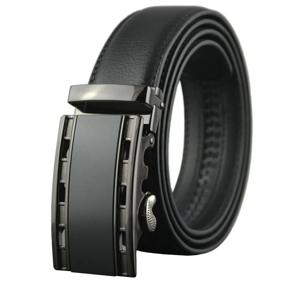 38 54" Black Brown Men's Real Leather Ratchet Belts with Automatic