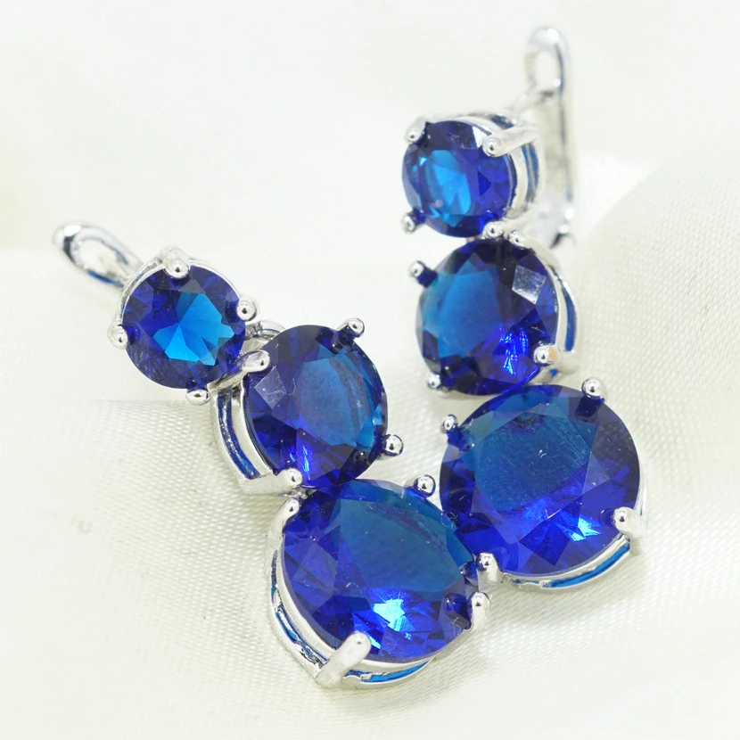 

Yunkingdom gorgeous high quality round blue cubic zirconia dangle earrings for women luxury wedding jewelry