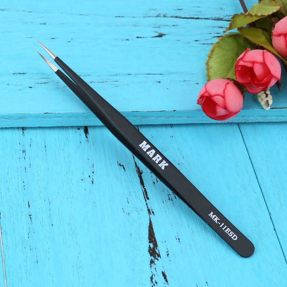 

Newest Stainless Steel Anti-static Tweezers Non-magnetic Fine Tip Straight Forceps Chip Repair Tweezers Repair Tool Hand Tool