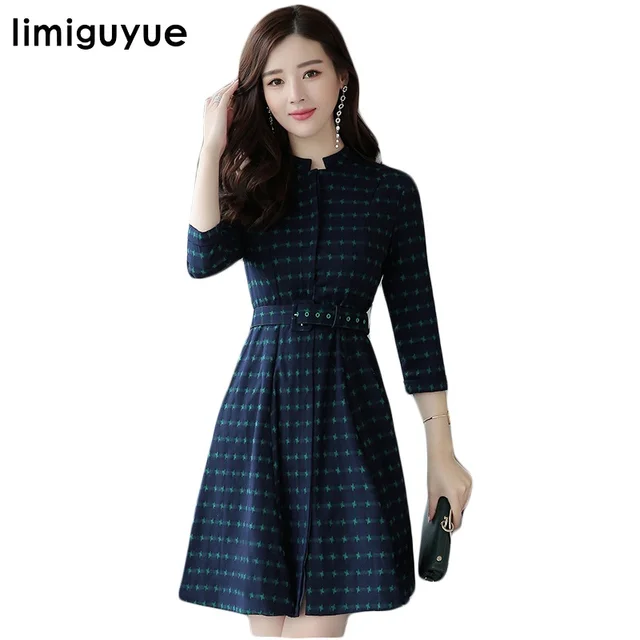 Limiguyue mujeres elegante otoño cinturón Plaid vestidos tres ... Limiguyue mujeres elegante otoño cinturón Plaid vestidos tres ...