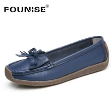 Весенние женские повседневные туфли на плоской подошве из натуральной кожи; женские мокасины без застежки; балетки с бантиком-бабочкой; женские лоферы