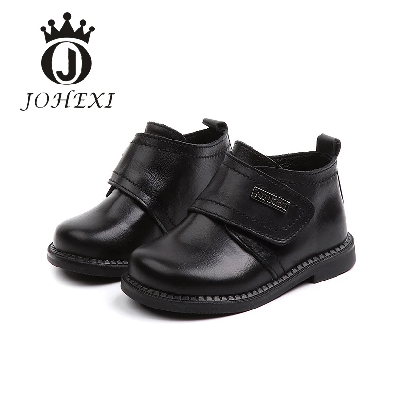 JOHEXI 2018 Fashion Girl/Boy Children single boots Autumn Solid Anti-Slippery Breathable Leather Hook&ampLoop Ankle boots13.5-18CM | Детская