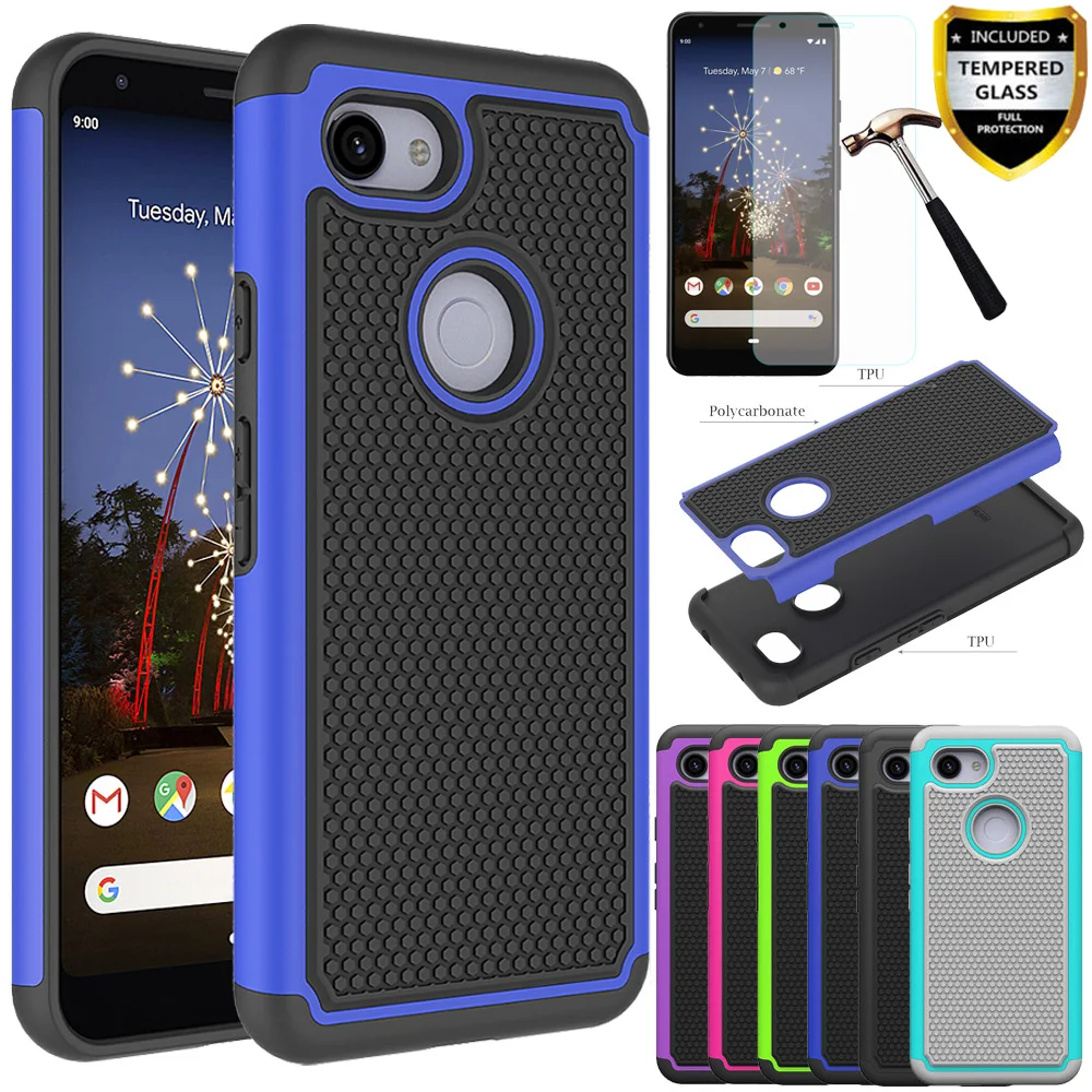 

For Google Pixel 3a XL case Luxury Slim Armor TPU Soft Silicone Phone silicone Back Cover Heavy Duty 2 in 1 shockproof Anti-Drop