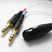 8 núcleos de cabo de Prata banhado 2×1/4 Macho para 4-pin XLR Fêmea Balanceado para Teac 503 dac fone de ouvido Adaptador de Áudio