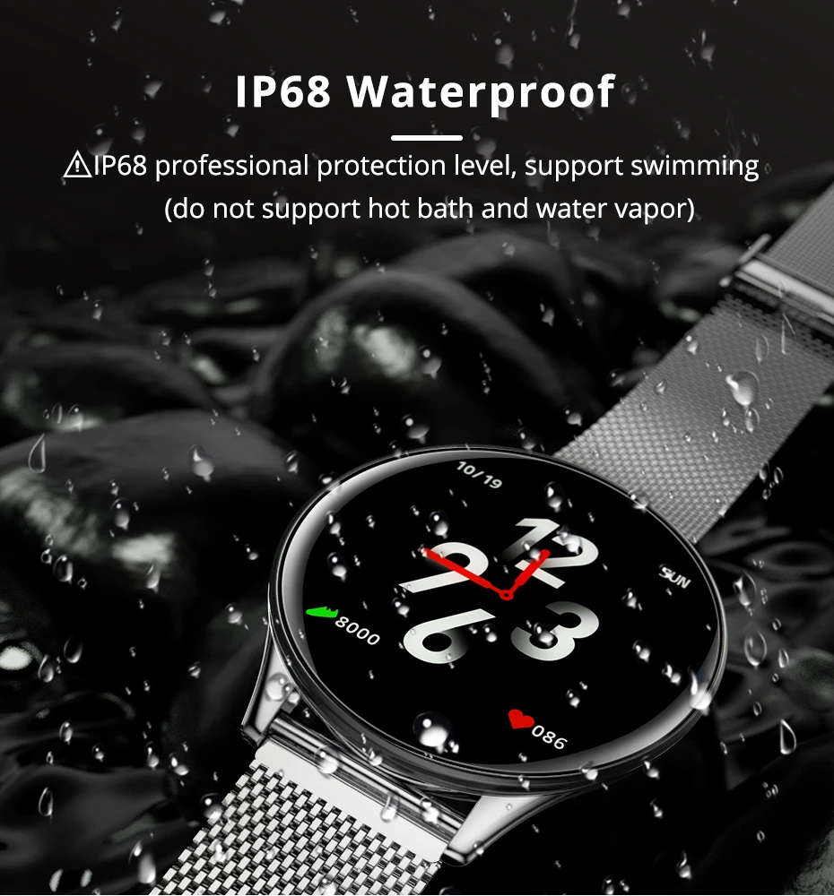 Makibes F1 1," закаленное стекло экран Смарт-часы IP68 Водонепроницаемый для мужчин и женщин усовершенствованная Мода Фитнес-трекер для Android/IOS