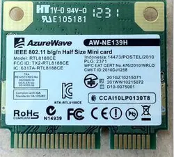 AzureWave AW-NE139H RTL8188CE 150 Мбит/с Половина мини PCIe PCI-Express Wlan Беспроводная Wifi карта