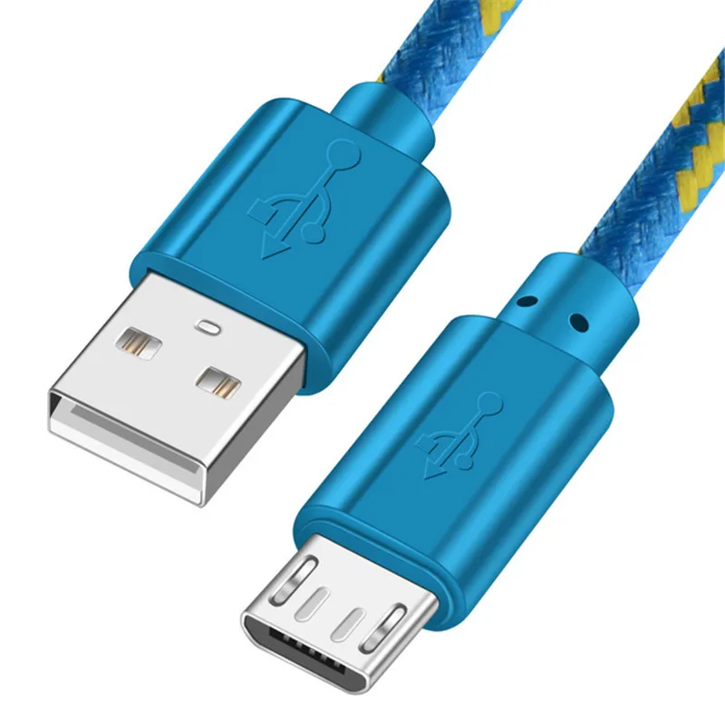 Micro USB кабель для быстрой зарядки, нейлоновый адаптер для синхронизации данных, зарядное устройство для huawei mate 10 lite p10 lite p8 p9 lite y9 y5 - Цвет: blue
