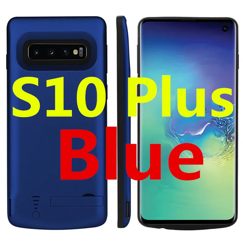 Для samsung Galaxy S10 S10e 5000 mAh Батарея случае Перезаряжаемые Расширенный Батарея принципиально Bateria с кронштейн для Galaxy S10 плюс - Цвет: for S10 Plus Blue