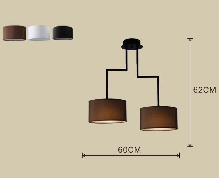 Современный минимализм светодиодная Люстра для гостиной неправильный блеск E27 ткань оттенков люстра освещение, лампа для установки в помещении светильники - Цвет абажура: 2 light dia60 H60cm
