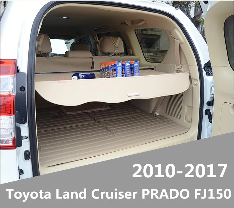

JIOYNG Car Rear Trunk Security Shield Shade Cargo Cover For Toyota Land Cruiser PRADO FJ150 2700 /4000 2010-2017 (Black, beige)