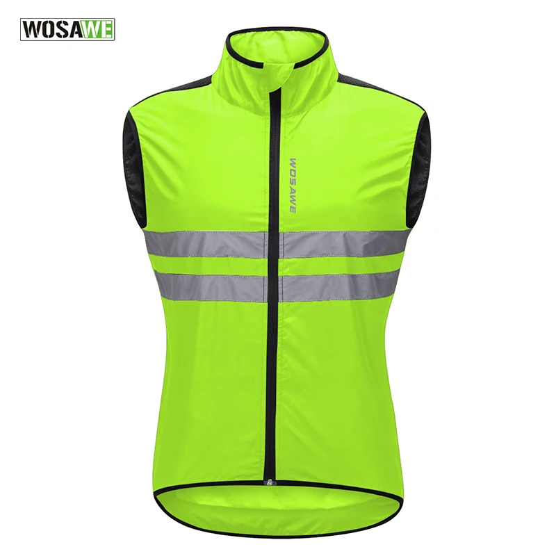 

WOSAWE Reflective Cycling Jacket Sleeveless Jersey Windproof Breathable Night Riding Safety Vest MTB Road Bike Bicycle Jacket