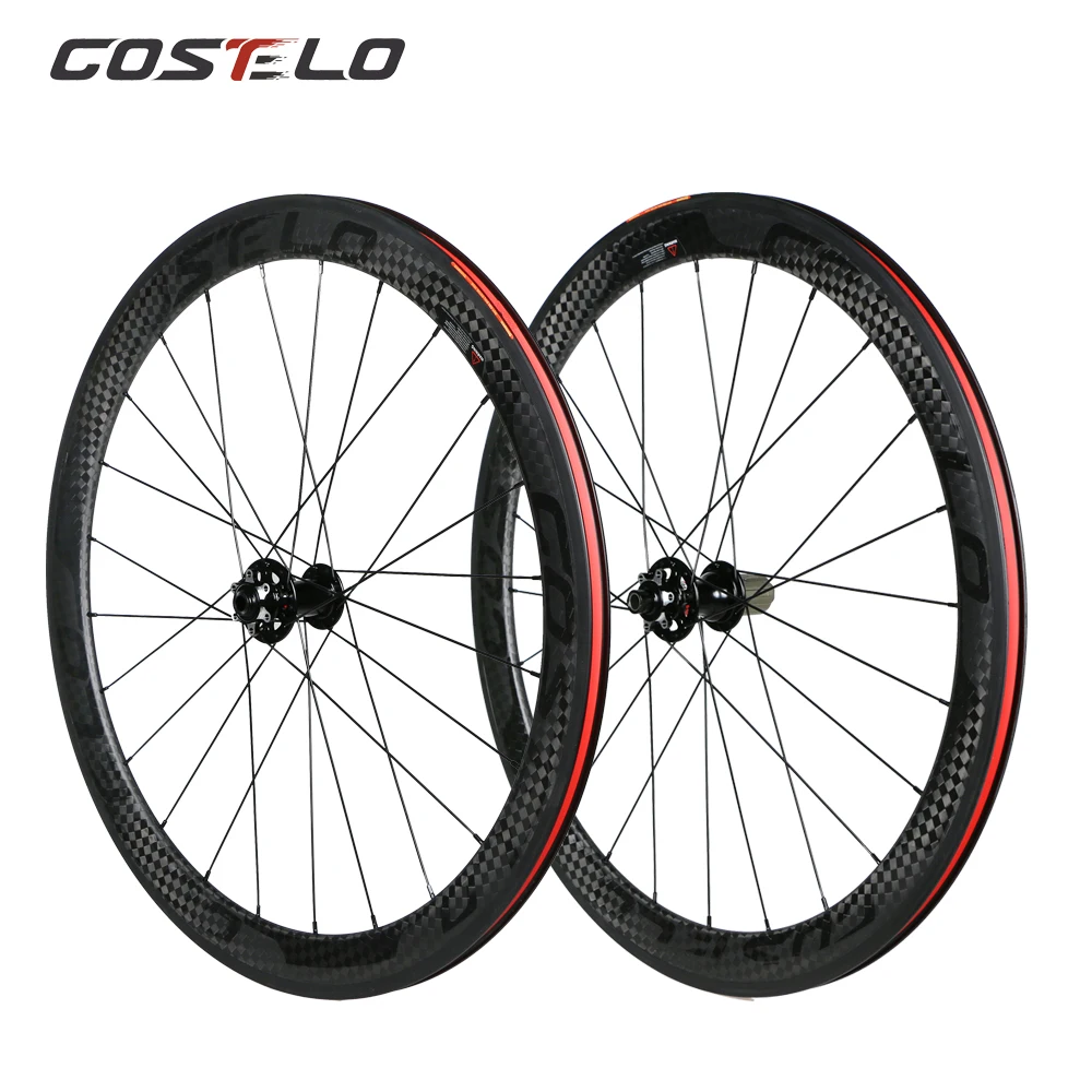 Costelo через ось 6 Болт дисковый тормоз карбоновые колеса для шоссейного велосипеда 700C 50 мм Clincher углеродная колесная труба 25 мм u-образный циклокросс