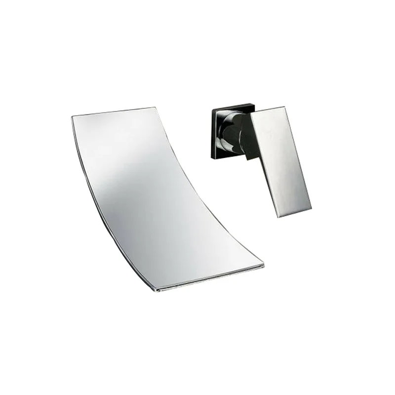 Wholesale and Retail Waterfall Spout Basin Faucet  Chrome Bathroom Washing Basin Tap Wall Mounted Single Handle hot cold faucet