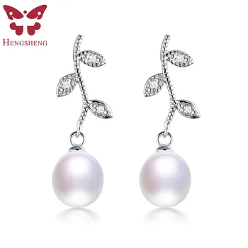 

2018 Fashion Leaves Design Drop Earrings Hot Selling 925 sterling silver Jewelry with Natural freshwater pearl Jewelry