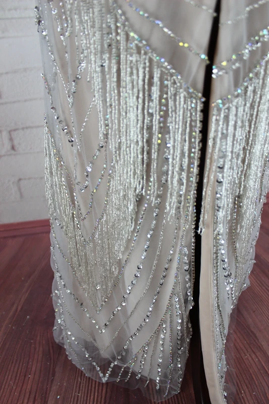 CloverBridal, блестящее платье с кисточками, украшенное бисером, роскошные серебряные камни, Холтер на шее, вечернее платье, размер US0-US10