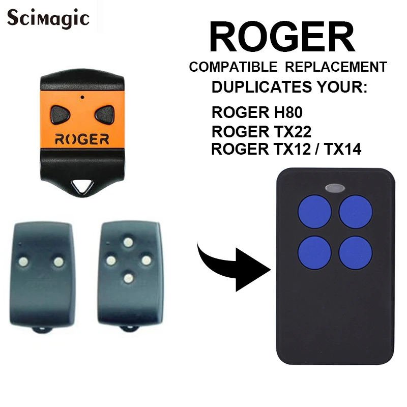 

ROGER H80 / TX22 / TX12 / TX14 Replacement Garage Gate Remote Control Fob Command 433mhz