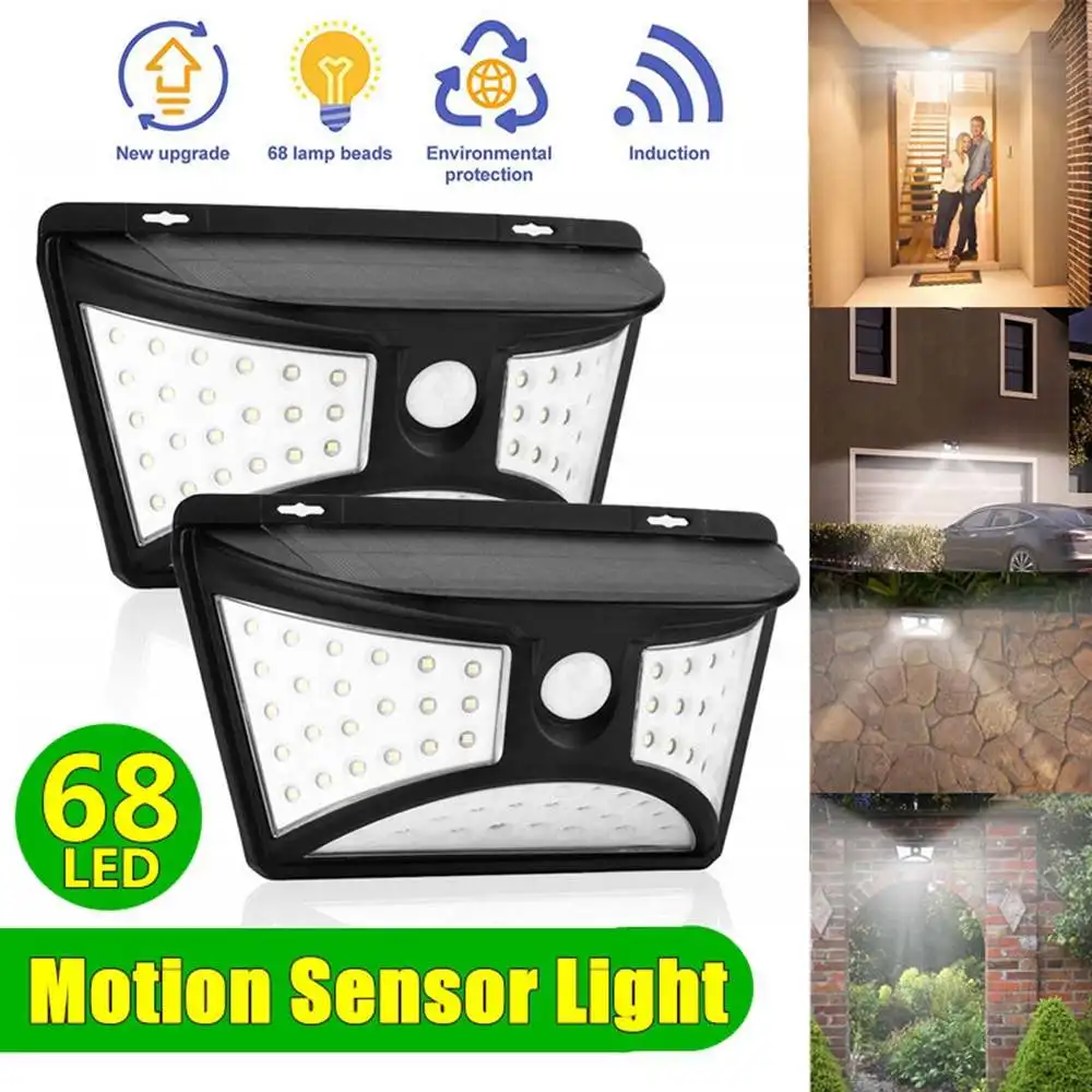 

Solar Power Light Waterproof 68 LED Solar Garden Light PIR Motion Sensor Pathway Wall Lamp 3.7V Outdoor Led Sun Powered