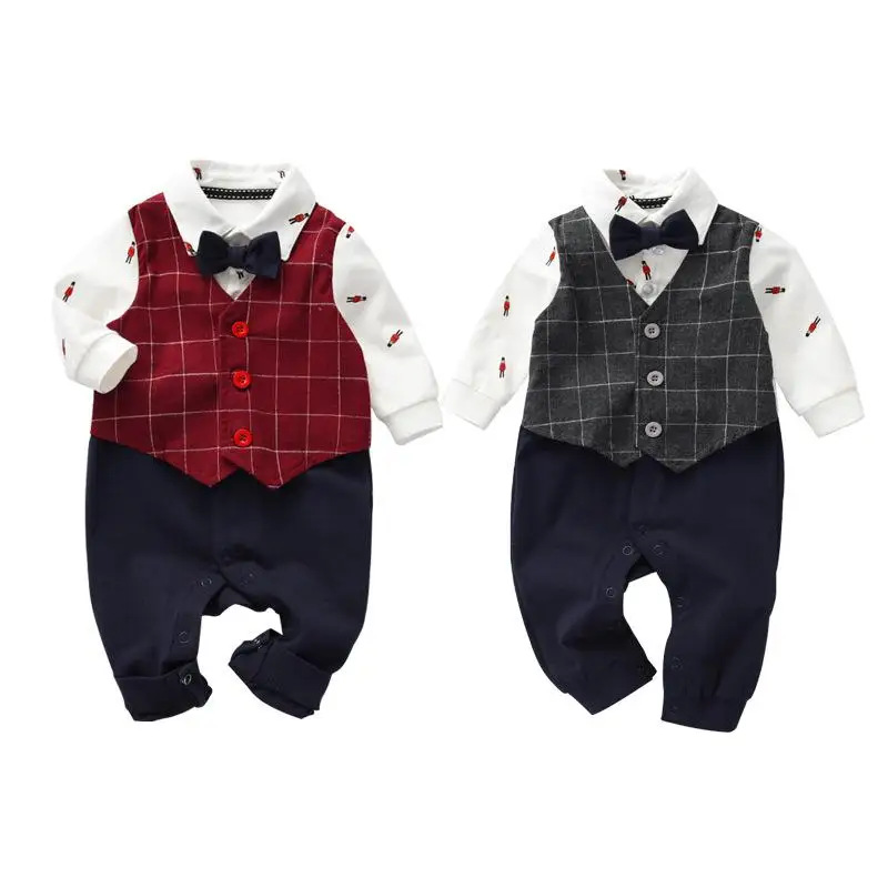 

2019 Fashion spring 0-18m baby boy clothes dropshipping baby gentleman romper cotton chirdren outfits