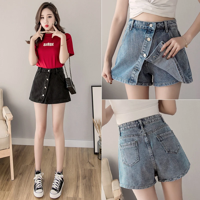 

2019 Blue Black Casual Students Denim Jeans Hot Booty Summer Skirt Shorts Women High Waist Short