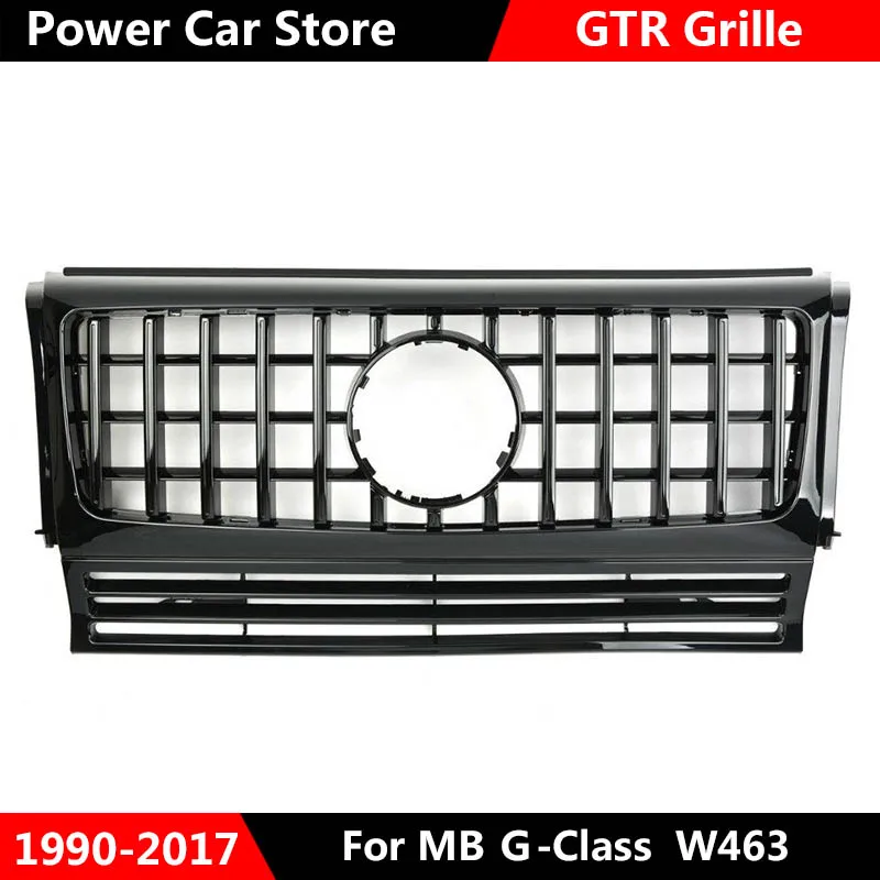 All Gloss Black W463 GTR GT R Стиль спереди решетка для гоночного автомобиля решетка гриль для Mercedes Benz подтяжку лица G550 G500 G350 G55 G63 для AGM 1990 - Цвет: All Gloss Black
