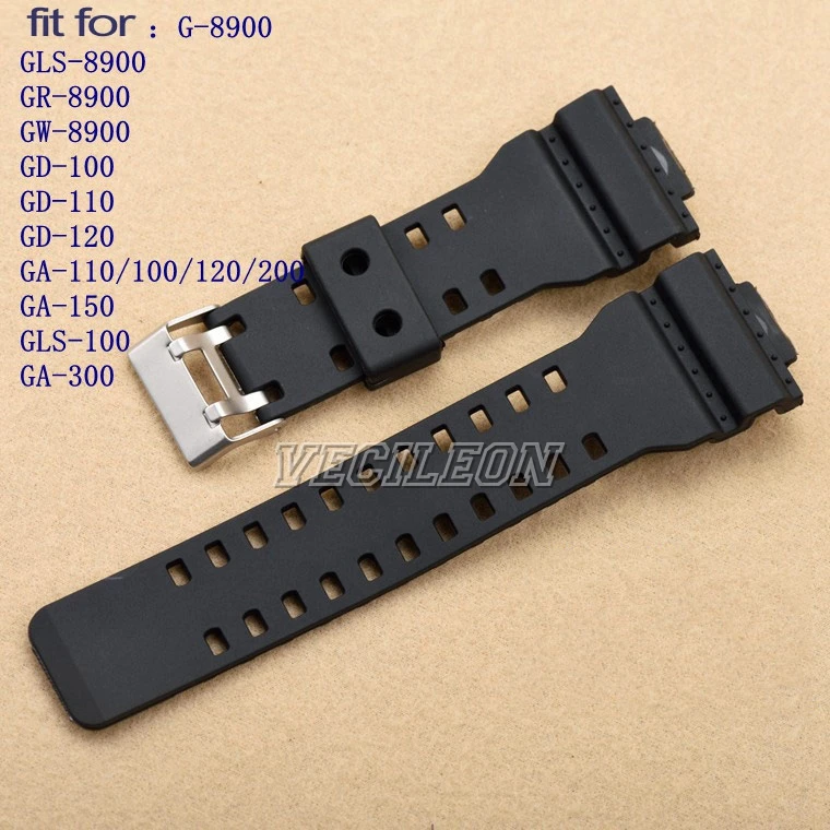 Watchbands Accessories for Casio G Shock Silicone Watch Band Strap GA-100/110/120/GD-100/120/G-8900/GA-300 White Replacement