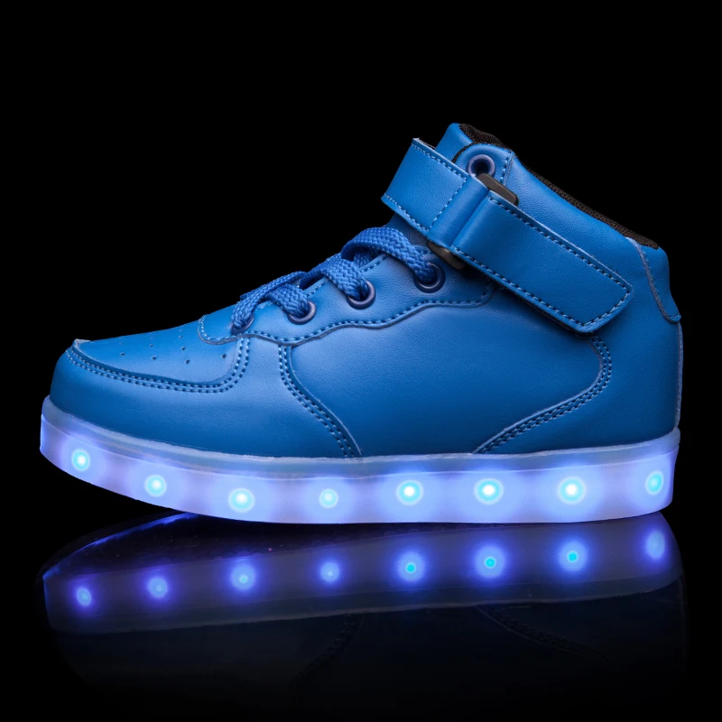 Size25-40 детская обувь с подсветкой для мальчиков, светящиеся кроссовки со светящейся подошвой, беговые кроссовки с подсветкой, красовки с подсветкой - Цвет: Синий