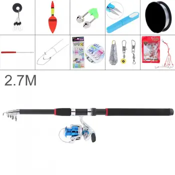 

2.7m Fishing Rod Reel Line Combo 3000 Series Spinning Reel Pole Set with Holder Scissors Fishing Float Beads Lead weight Etc