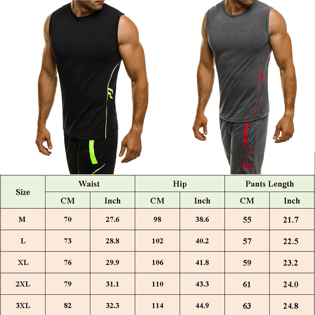 Летняя мужская спортивная одежда для спортзала и бега, комплект для фитнеса, майка без рукавов, шорты, штаны, 2 предмета, спортивный костюм для бега, M-3XL