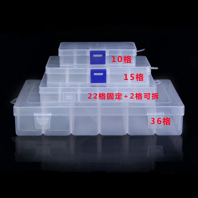 

Practical Adjustable 10/12/22 Compartment Plastic Storage Box Jewelry Earring Bead Holder Case Display Organizer Container