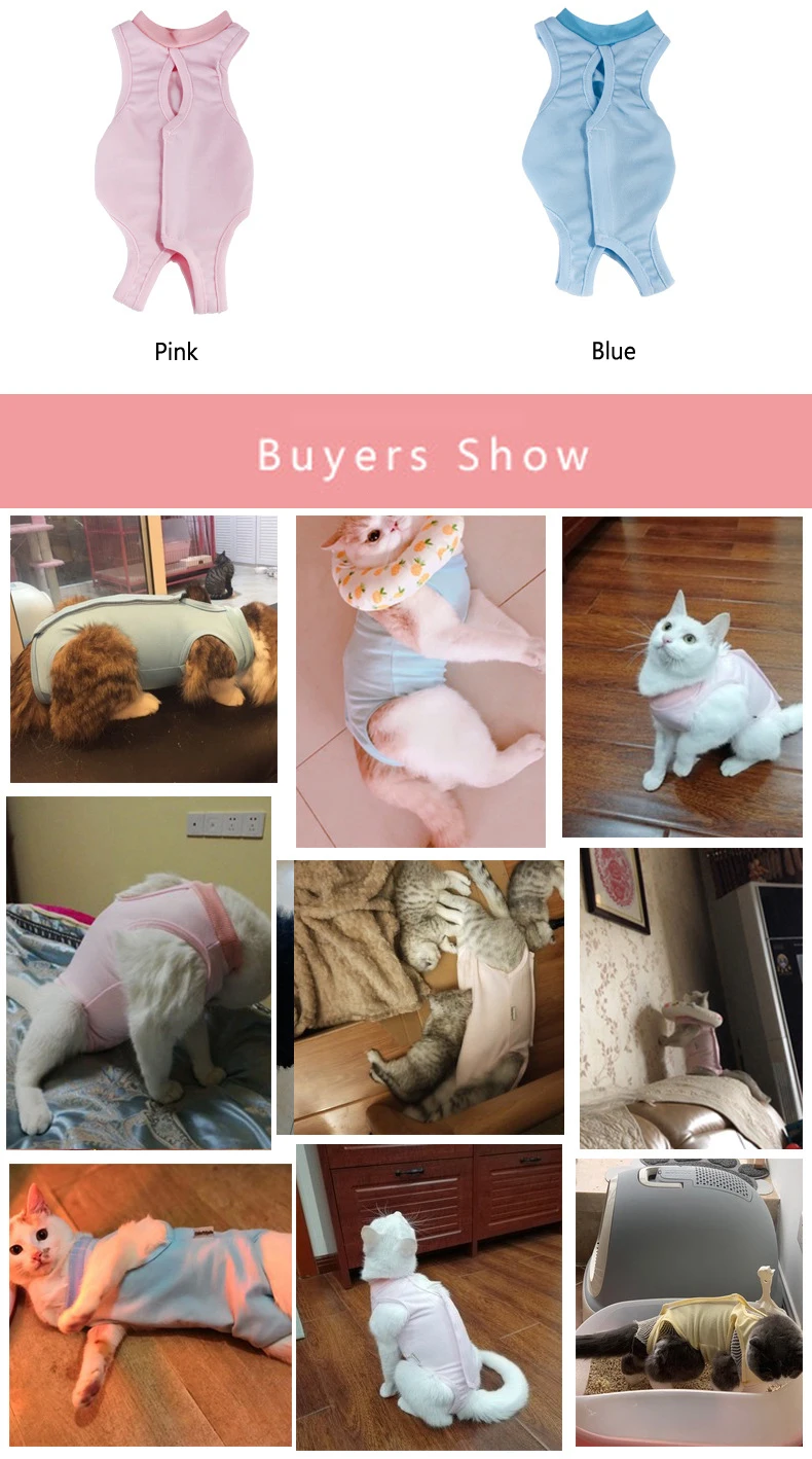 Summer Pet Clothes Thin Four-legged Cat Medical Vest Anti Biting Sterilization Surgery Recovery Clothes Pet Weaning Shirt Cotton (2)