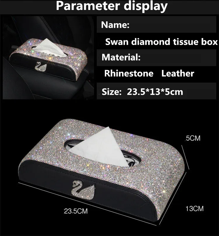 Кожаная автомобильная коробка для салфеток Корона со стразами покрытый держатель Блок для хранения бумаги автомобильные аксессуары для интерьера для женщин и девушек