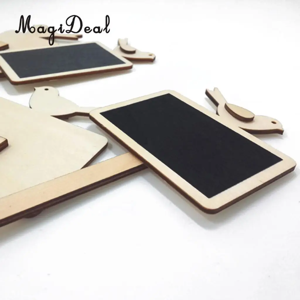 10pcs Bird Design Wooden Blackboard Chalkboard with Stick Flower Plant Pot Label Tag Sign