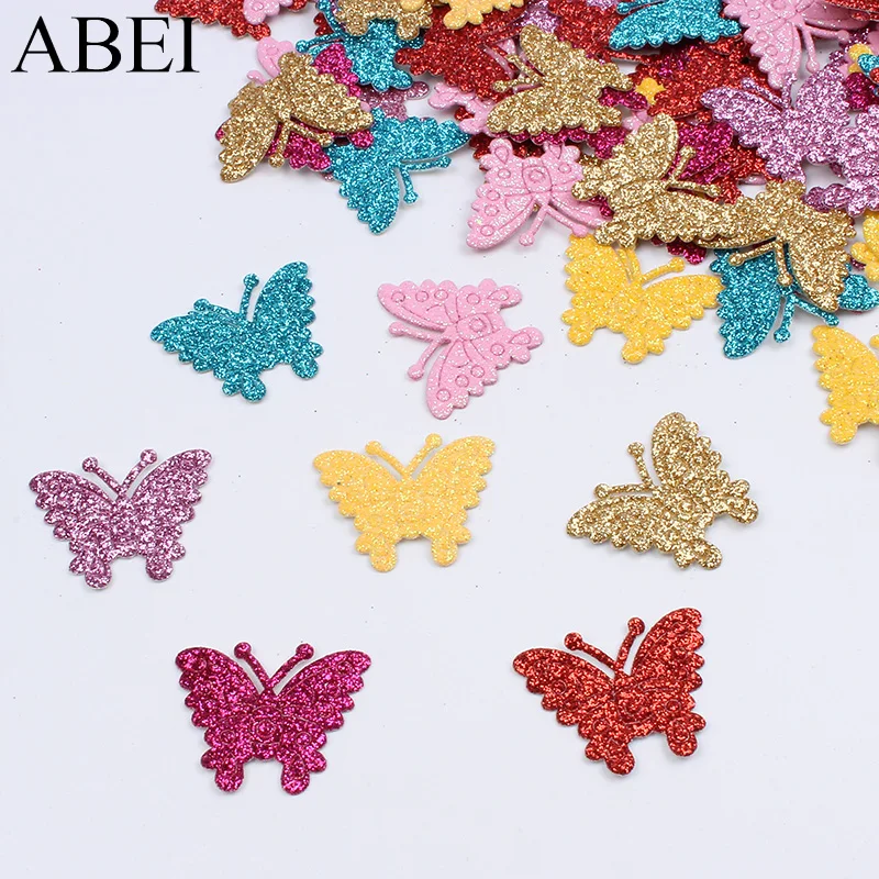 

50pcs/lot Glitter Butterfly Patch Cartoon Cute Patches for Clothing DIY Sewing Garments Accessories butterfly for scrapbooking