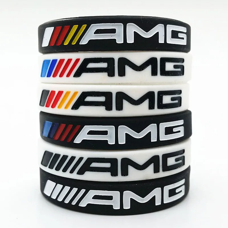 

100pcs Engrave AMG Bracelets Men Women Bangle Power Luminous Silicone Wristband Wrist Band for Mercedes Benz Club Fans Gifts