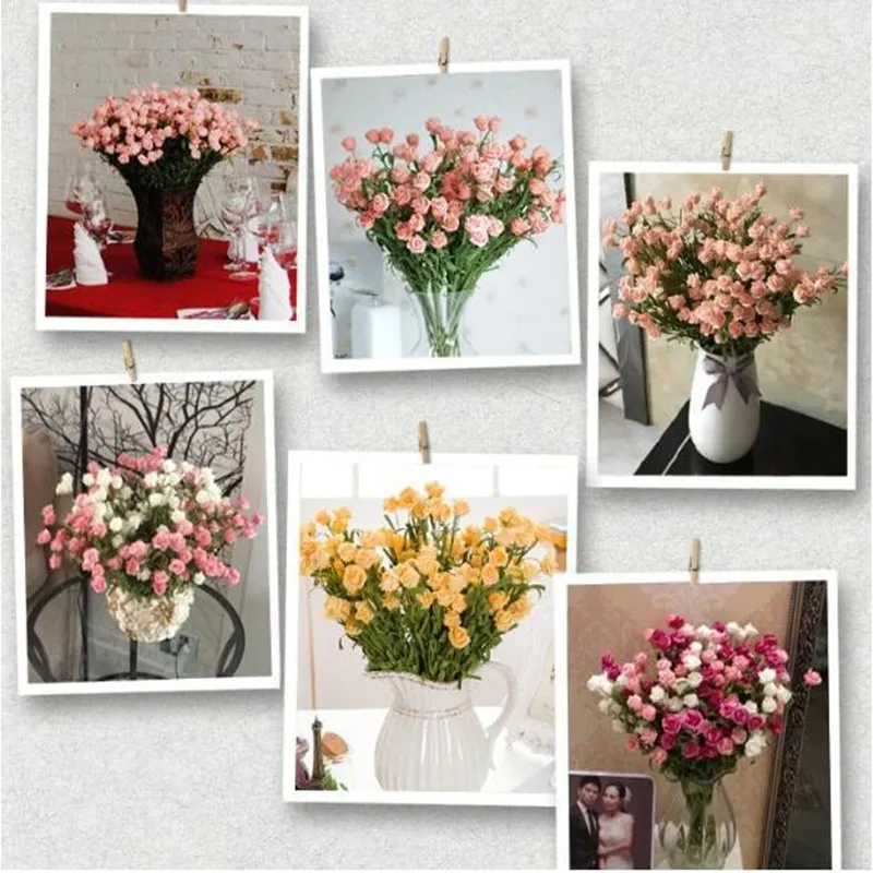 

10 heads rose artificial plant fake flower wedding rose bouquet photography shooting props home decoration