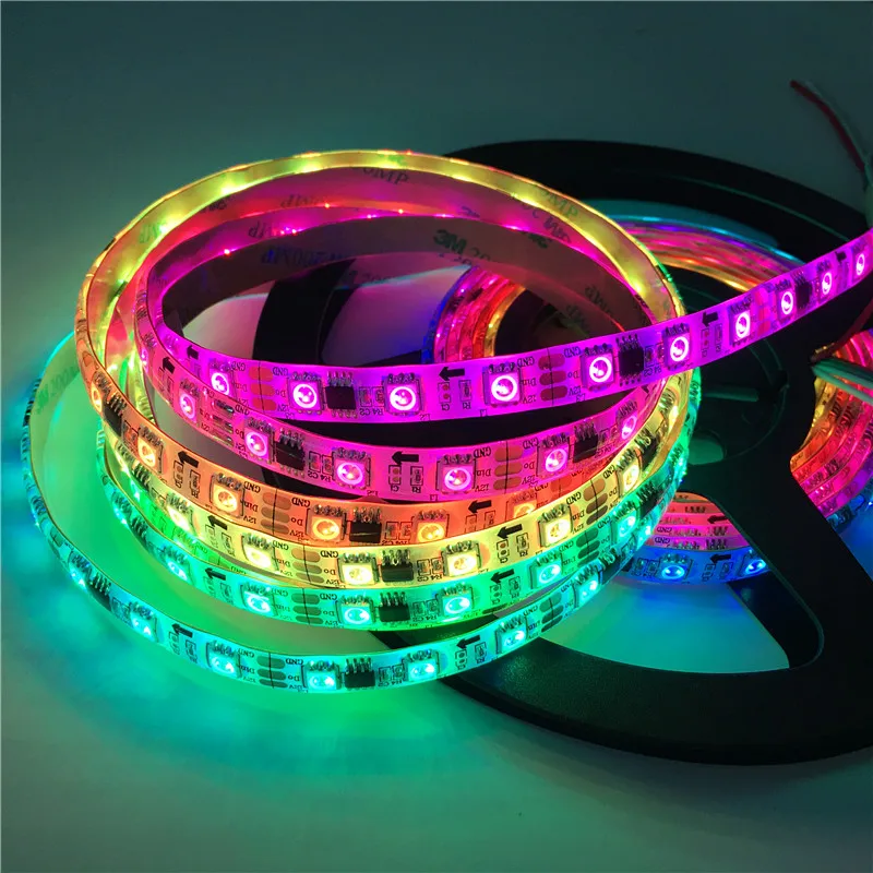 Светодиодная лента WS2811 WS2812B IC DC5V DC12V 60 светодиодов/м SMD 5050 RGB белый PCB Мечта Цвет