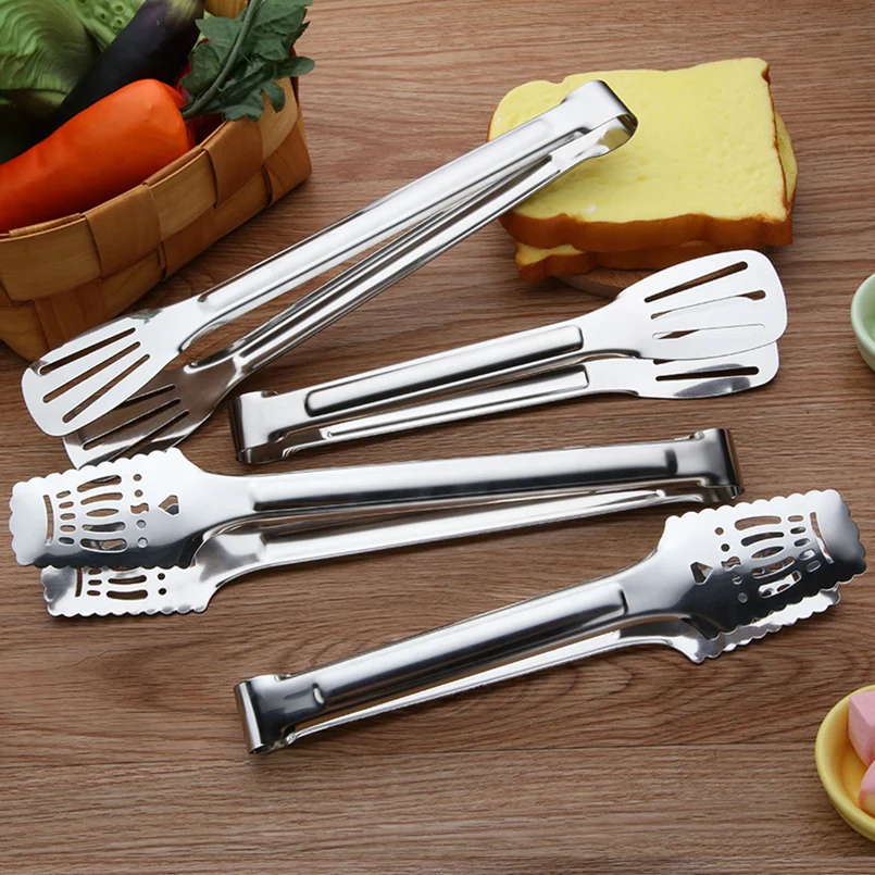 4 Types Multiufunctional Food BBQ Buffet Tongs Cooking Tools Stainless Steel Bread Pastry Clip